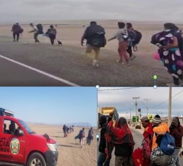 Columna de 80 venezolanos con sus hijos interceptados en carretera Tacna-Arica