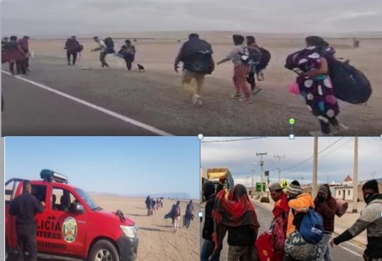 Columna de 80 venezolanos con sus hijos interceptados en carretera Tacna-Arica