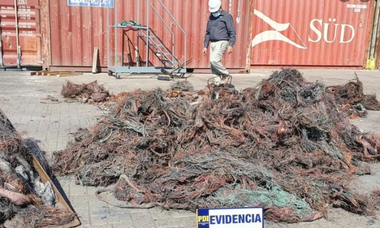 A Corea del Sur en un contenedor embarcaban 14 toneladas de cables robados