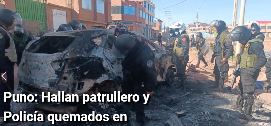 <strong>Trágico saldo en Juliaca: 17 muertos, 100 heridos y un policía quemado en su vehículo</strong>