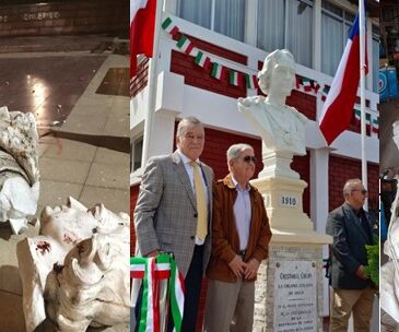 Casa Degli Italiani recuperó y colocó en su sede busto de Colón vandalizado en el estallido social