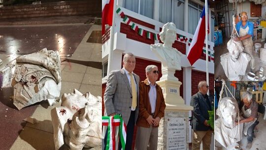 Casa Degli Italiani recuperó y colocó en su sede busto de Colón vandalizado en el estallido social