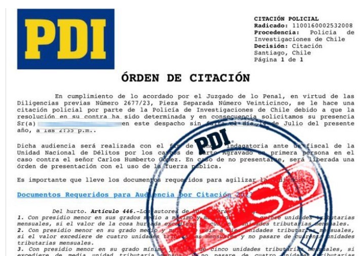 La PDI alerta a la comunidad sobre falsos correos de citaciones