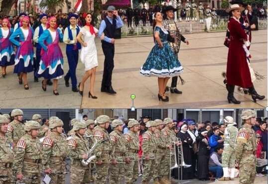 Tradicional Contrapunto de bandas de Ejército Chile y Perú por Fiestas Patrias del vecino país