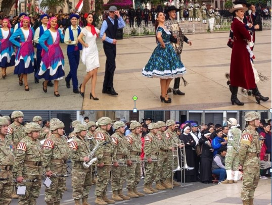 Tradicional Contrapunto de bandas de Ejército Chile y Perú por Fiestas Patrias del vecino país