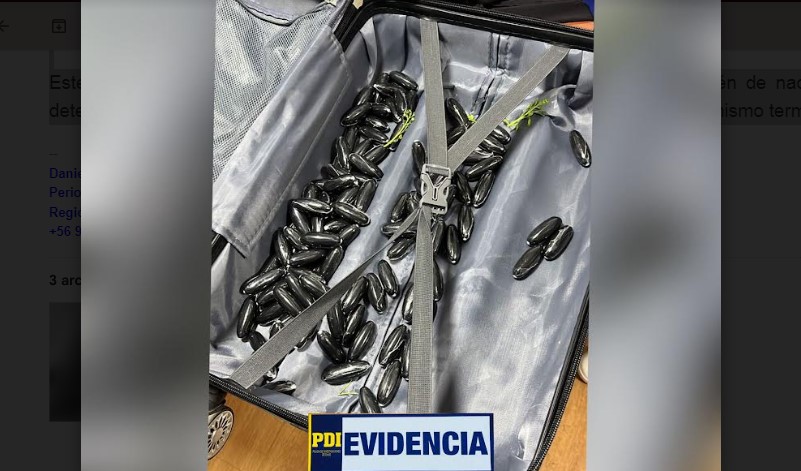 Presa extranjera que no se tragó 118 ovoides con cocaína y los llevaba en el bolso de mano