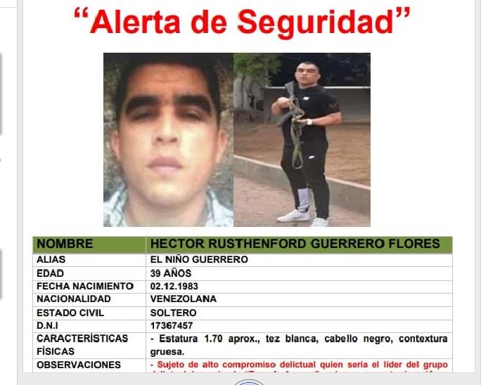 Alerta en Arica por presencia del prófugo “Niño Guerrero” líder del Tren Aragua