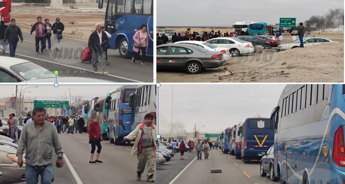 Colectivos y buses peruanos bloquearon este miércoles la frontera