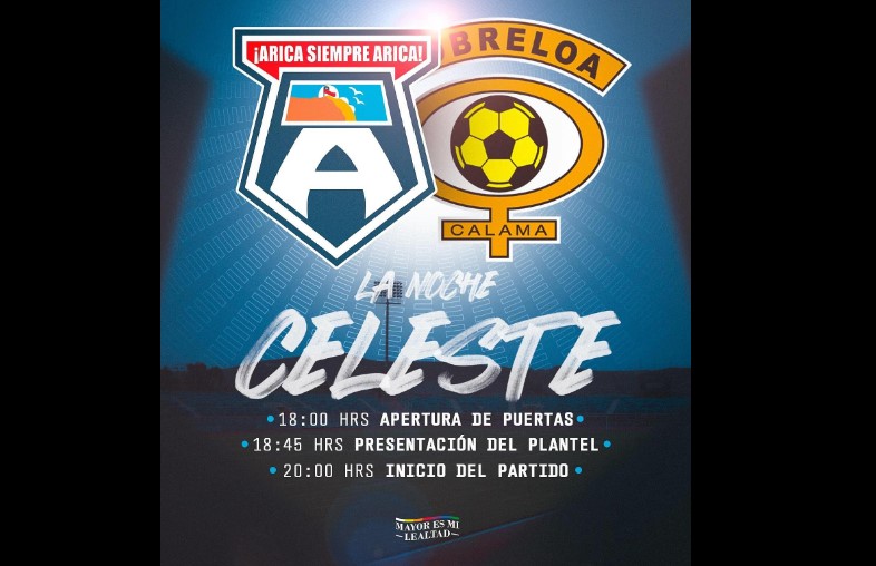 La Noche Celeste a las 18.45 y el partido con Cobreloa a las 20.00 y no olvidar el punto de ayuda a Valpo 