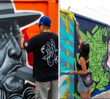 Arica cultural: artistas pintan mural de 200 metros en la Piscina Olímpica