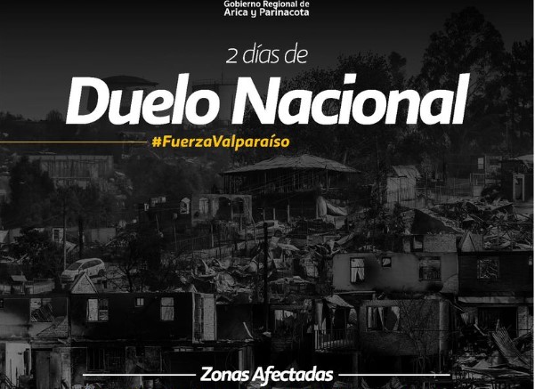 Decretan duelo nacional y Gobierno Regional inició coordinaciones para ayudar a Valparaíso