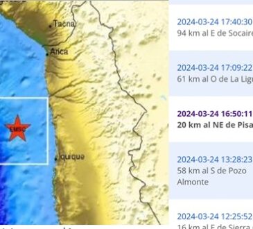 Sismo magnitud 5.2 sacudió el Norte Grande este domingo con epicentro en Pisagua