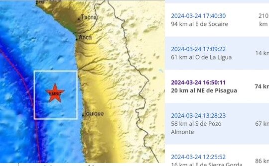 Sismo magnitud 5.2 sacudió el Norte Grande este domingo con epicentro en Pisagua