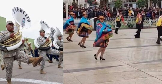 Ejército del Perú interpretó el himno chileno en Tacna en tradicional contrapunto de bandas
