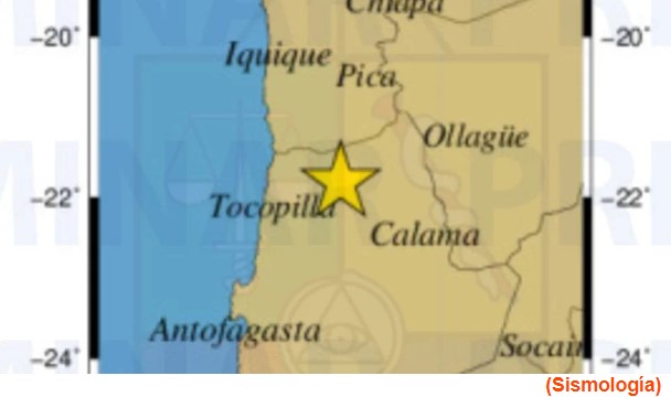 Sismo de magnitud 6.1 se registró esta tarde en la Región de Tarapacá