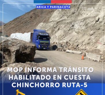 MOP autorizó el paso vehicular en Cuesta Chinchorro