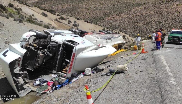 Camión derramó 10 mil litros de petróleo en el Parque Lauca: Chofer boliviano conducía ebrio
