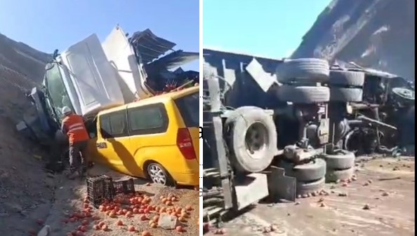 Choque y volcamiento en la cuesta Chinchorro (ex Camarones)