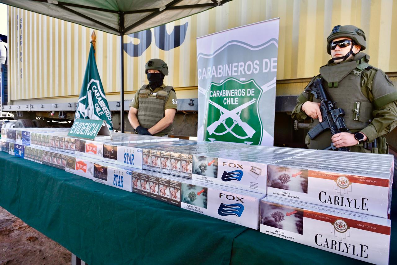 Más de mil millones en cigarrillos incautó Carabineros en la Ruta Internacional 11-CH