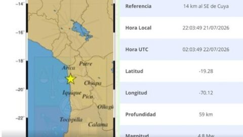Sismo 4.8 en Arica