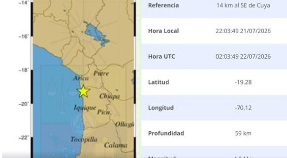Sismo 4.8 en Arica