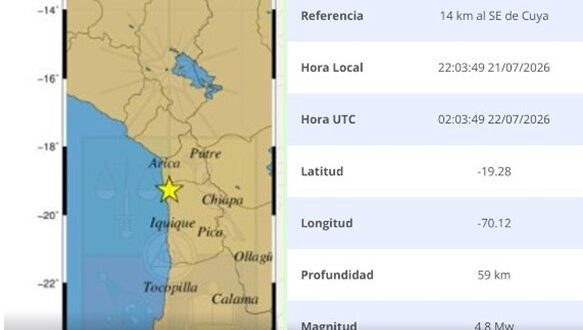 Sismo 4.8 en Arica