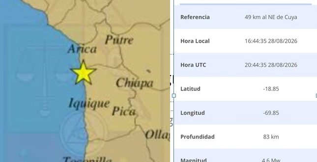 Tres sismos sacudieron a la región de Arica y Parinacota