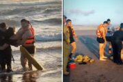 Carabineros y personal de la Armada en heroico rescate en playa Las Machas de Arica